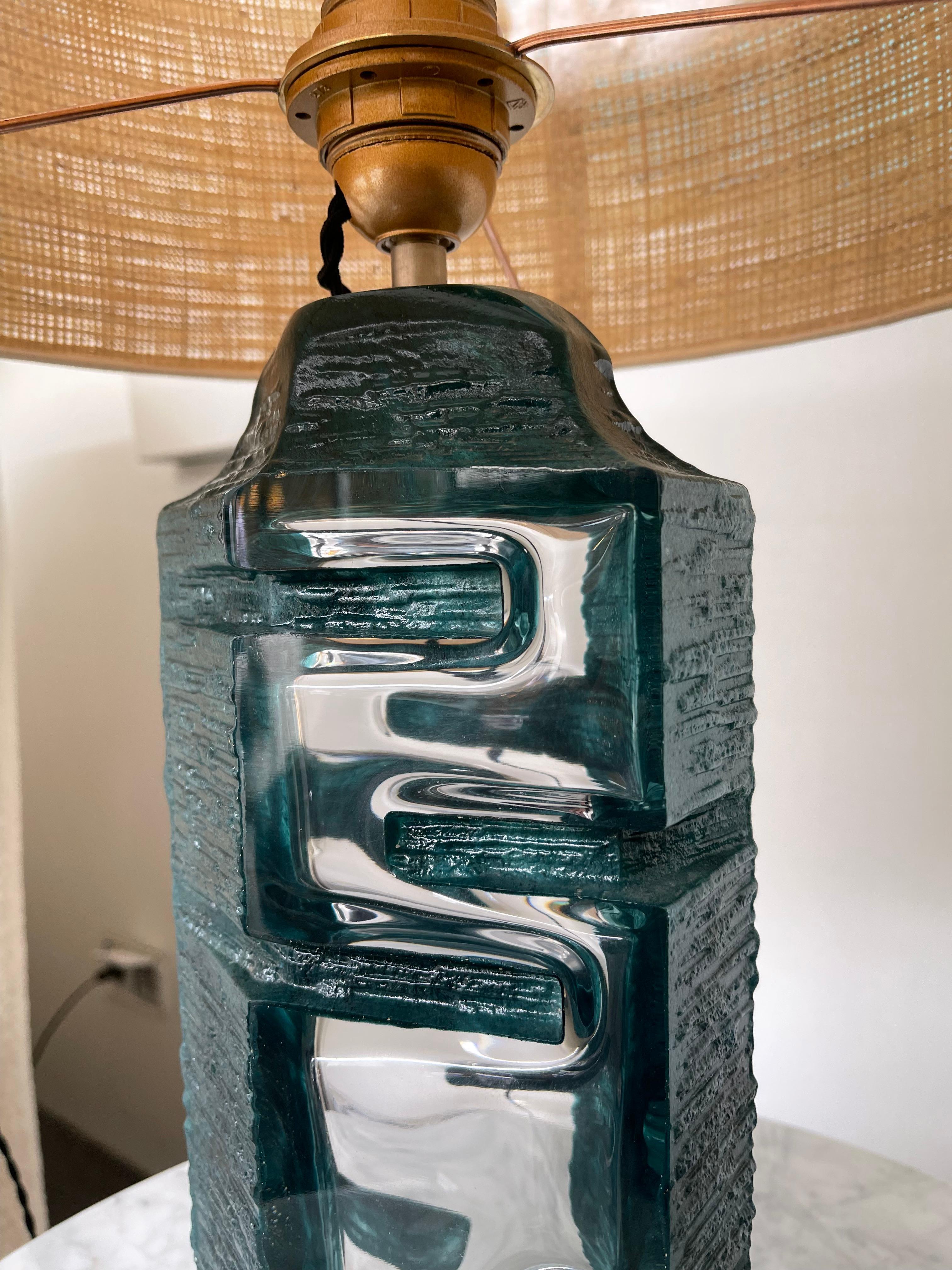 Paire de lampes Argos en cristal bleu par César pour Daum. France, années 1970 5