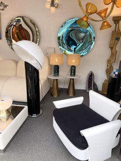 Pair of Blue Crystal Argos Lamps by César for Daum. France, 1970s