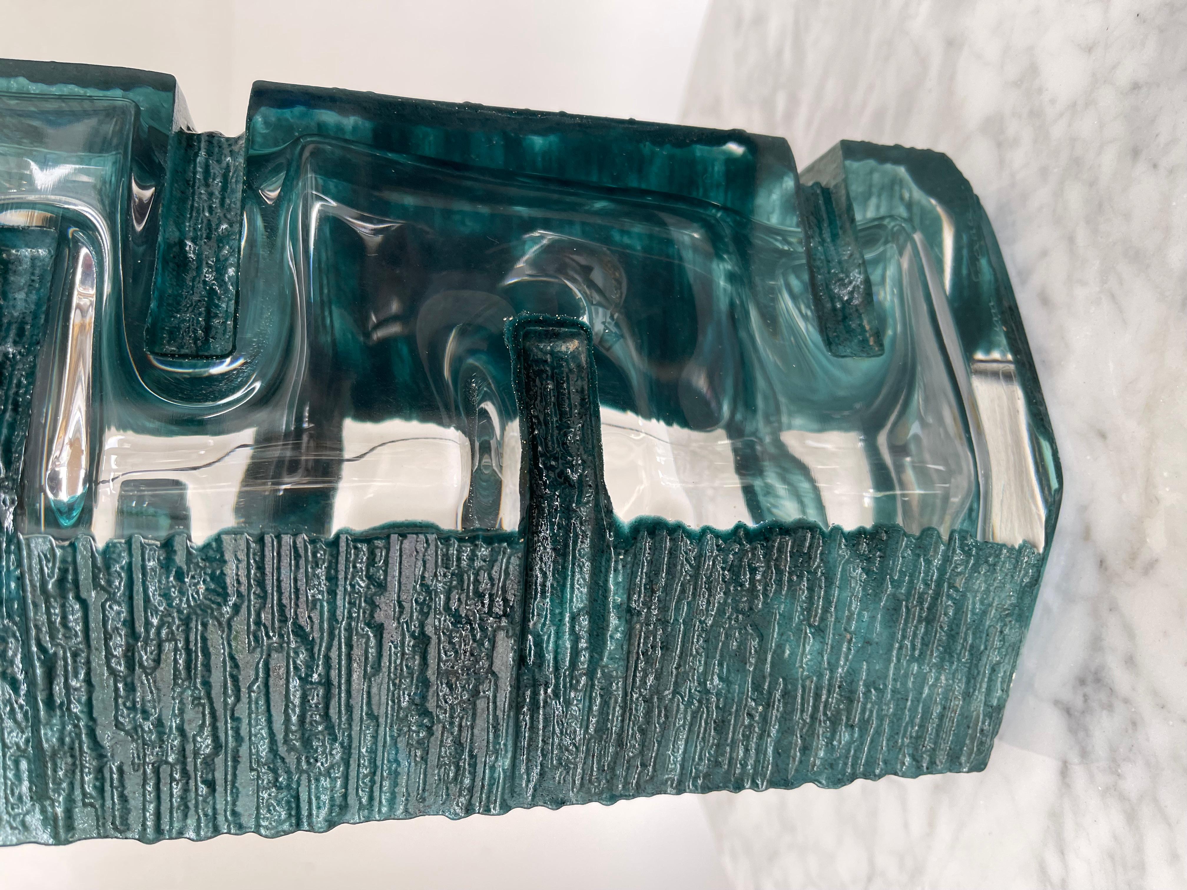 Français Paire de lampes Argos en cristal bleu par César pour Daum. France, années 1970
