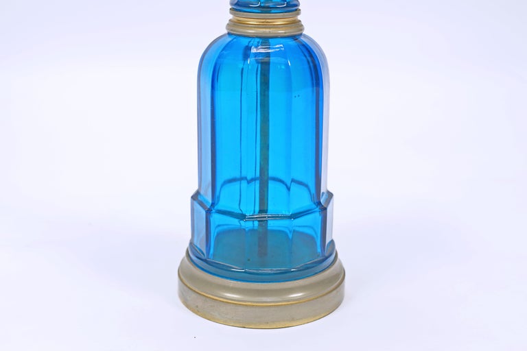 Pair of Blue Crystal Lamps For Sale at 1stDibs
