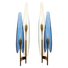 Pair of Blue "Dalia" Sconces by Max Ingrand for Fontana Arte