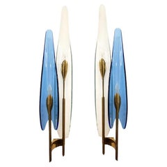 Pair of Blue "Dalia" Sconces by Max Ingrand for Fontana Arte