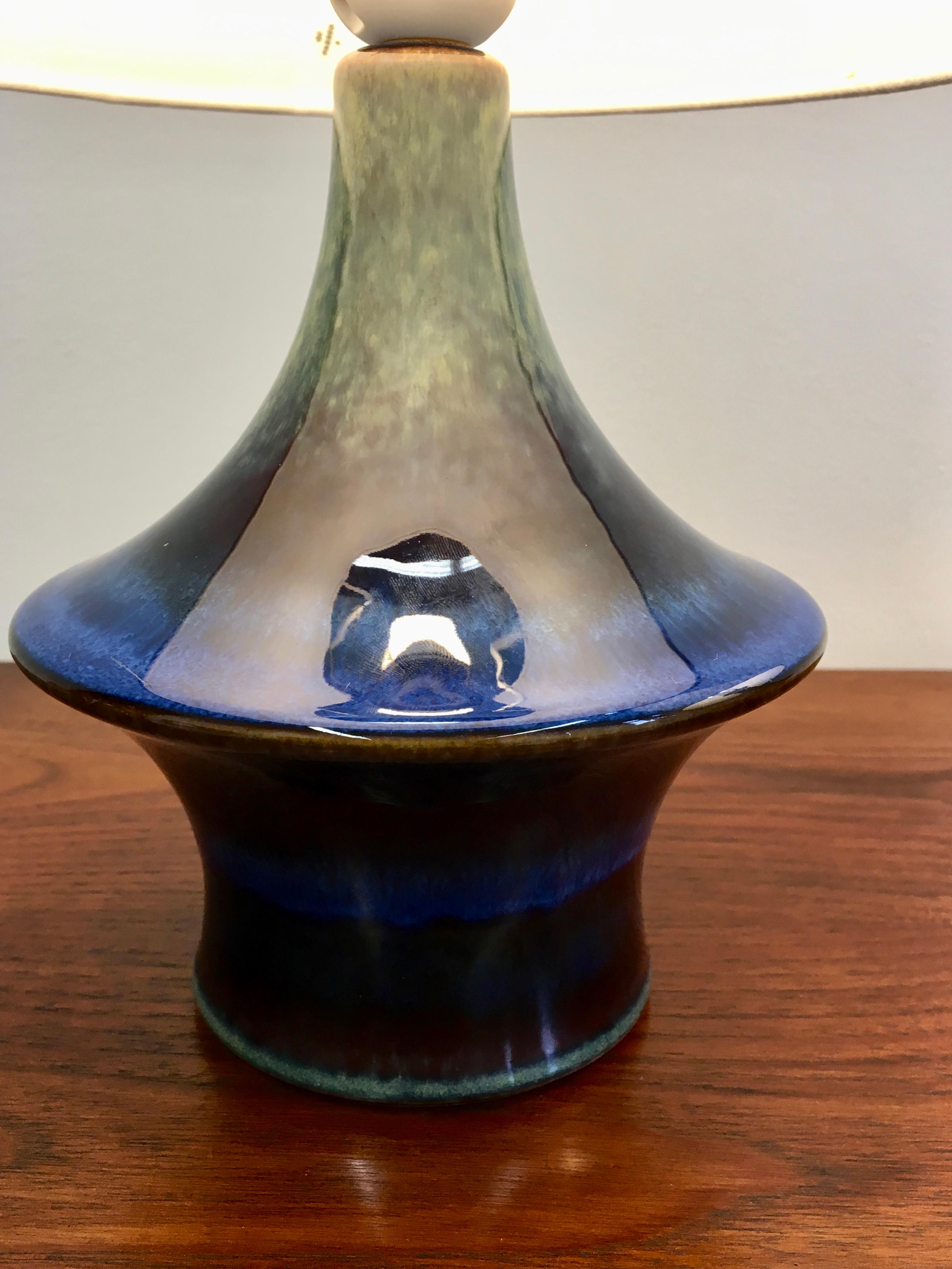 Pair of Blue Danish Ceramic Table Lamps by Soholm, 1960s 2