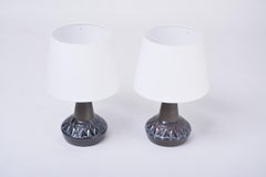 Pair of Blue Danish Mid-Century Modern Table Lamps by Einar Johansen for Soholm