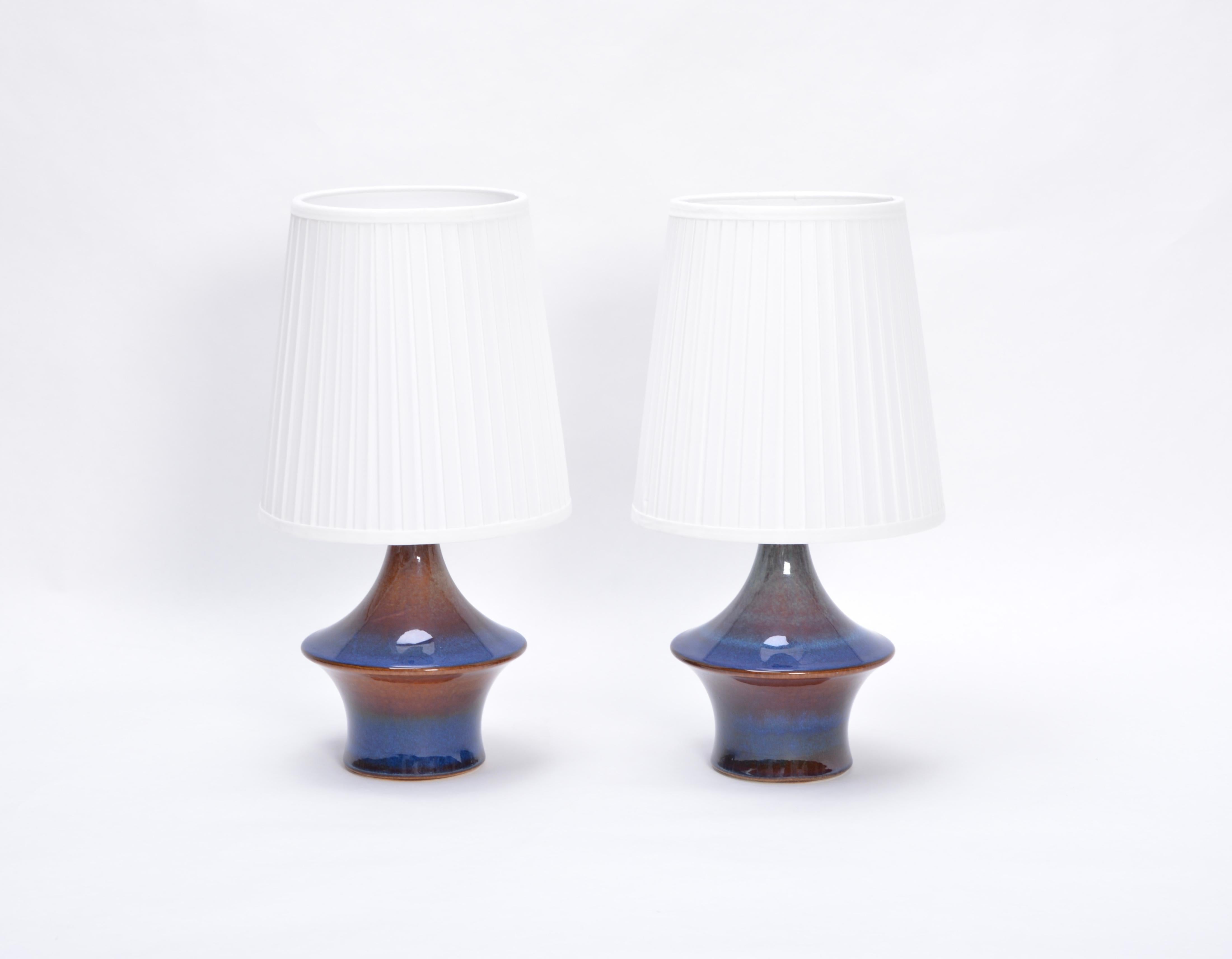 Pair of Blue Danish Mid-Century Modern Table Lamps Model 1044 by Soholm In Good Condition In Berlin, DE