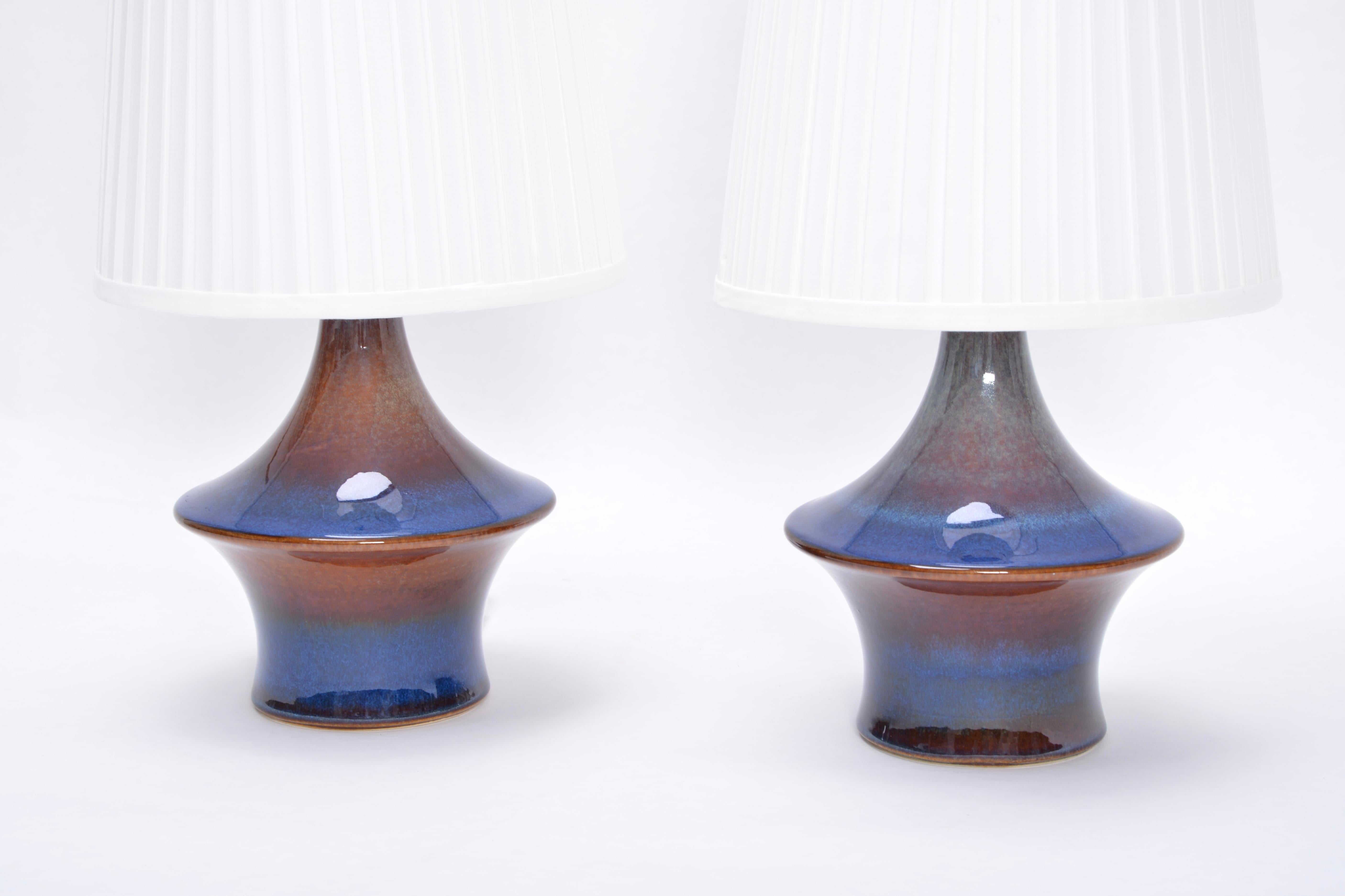 20th Century Pair of Blue Danish Mid-Century Modern Table Lamps Model 1044 by Soholm