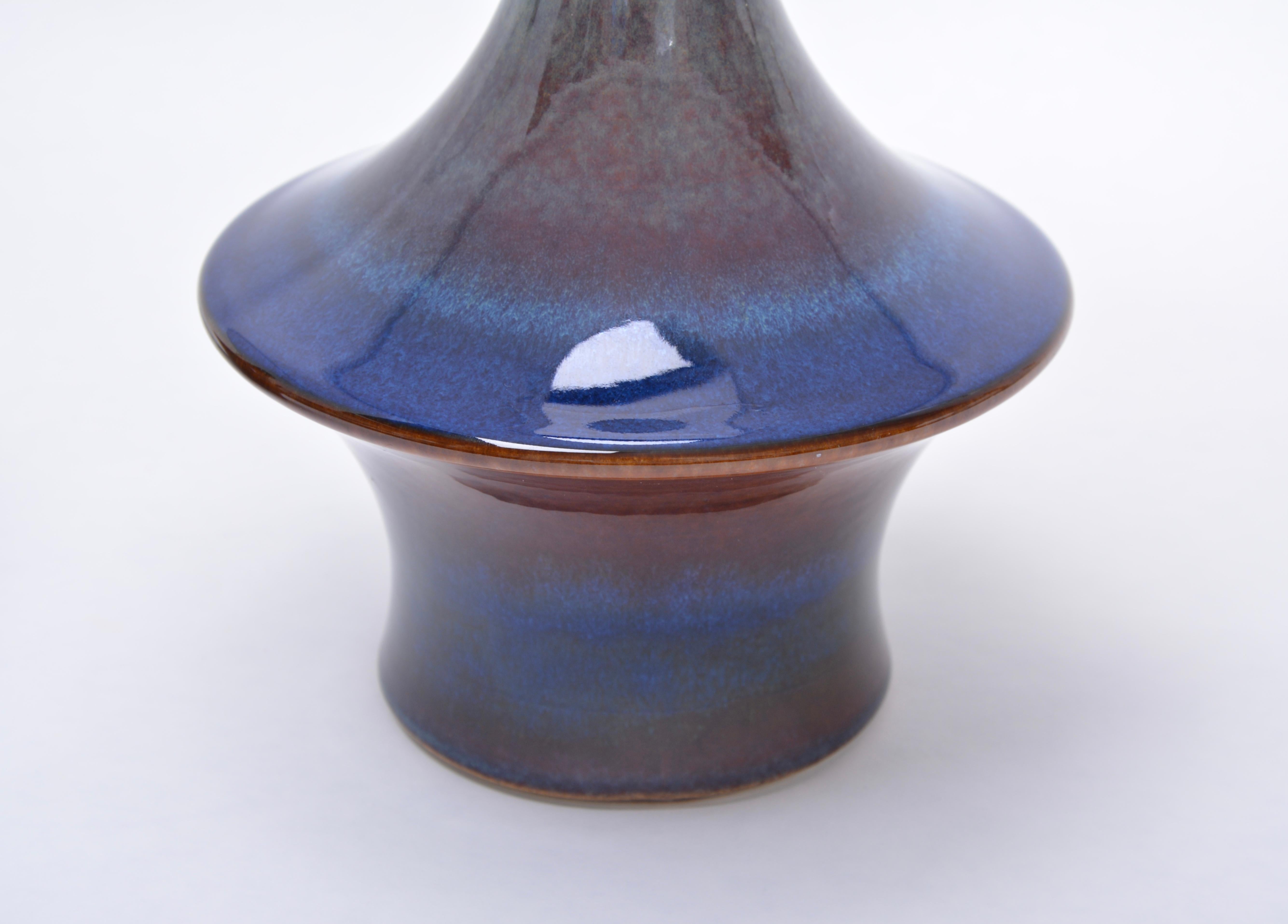 Ceramic Pair of Blue Danish Mid-Century Modern Table Lamps Model 1044 by Soholm