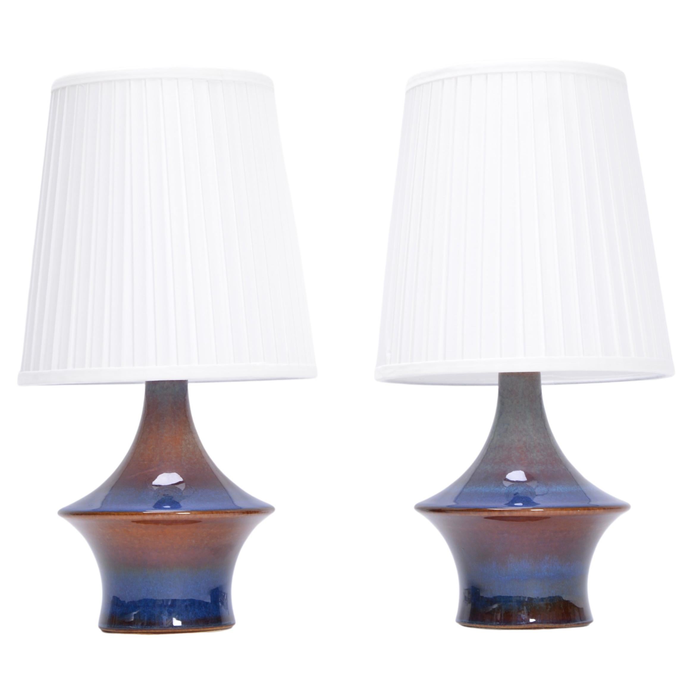 Pair of Blue Danish Mid-Century Modern Table Lamps Model 1044 by Soholm