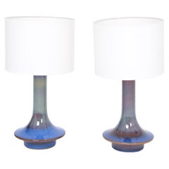 Pair of Blue Danish Mid-Century Modern Table Lamps Model 1068 by Soholm