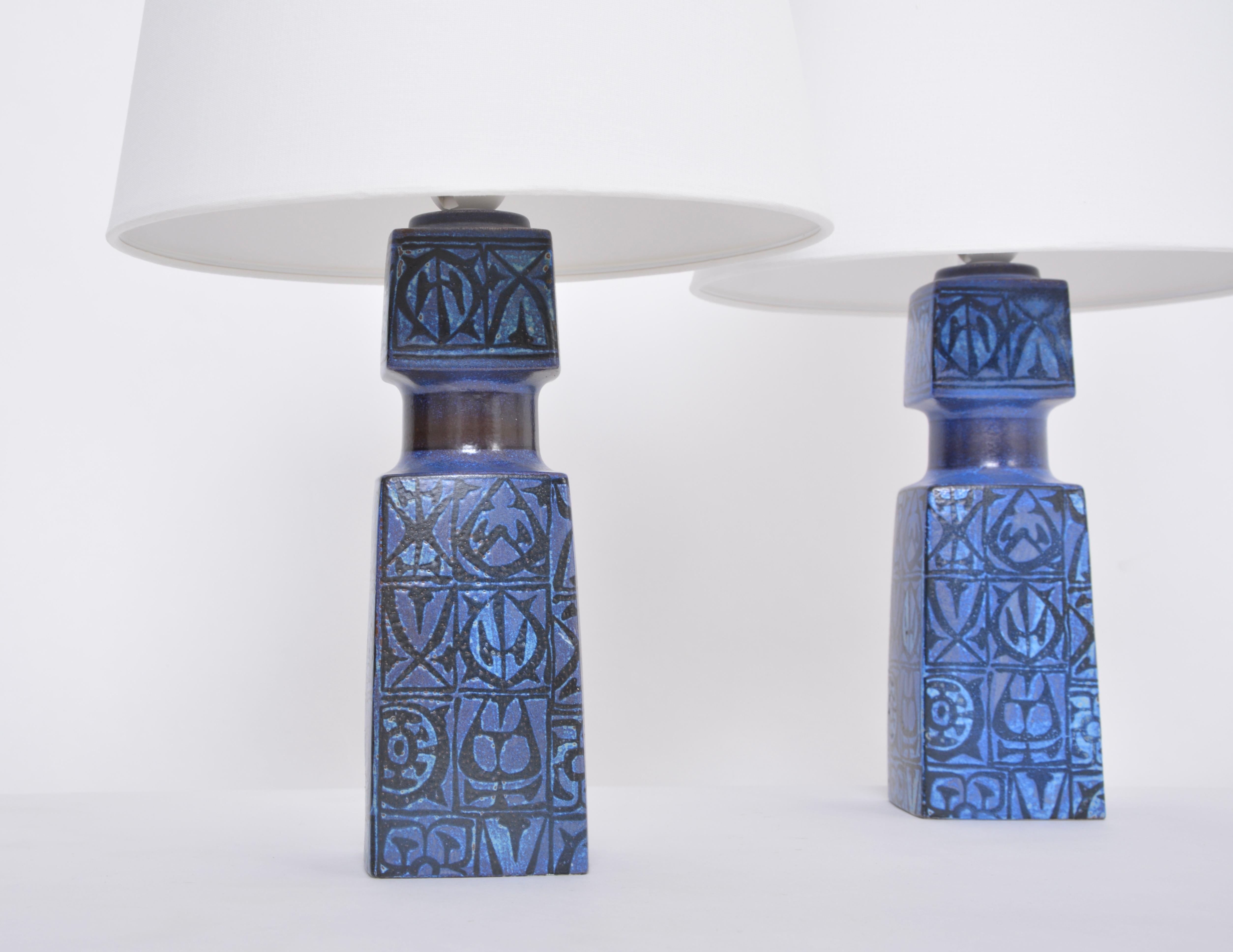 Pair of Blue Danish Midcentury Table Lamps by Nils Thorsson for Fog & Morup In Good Condition In Berlin, DE
