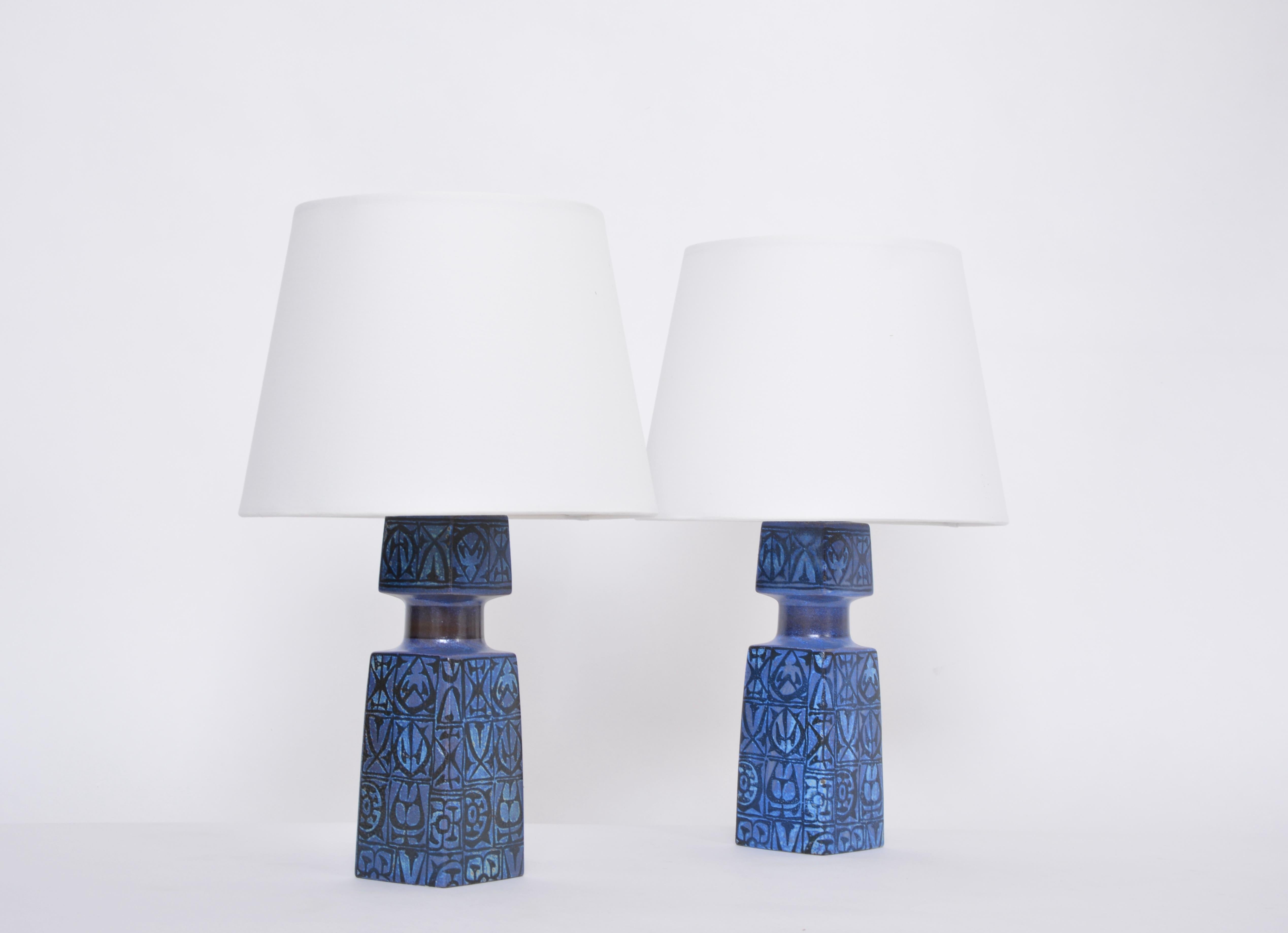 20th Century Pair of Blue Danish Midcentury Table Lamps by Nils Thorsson for Fog & Morup