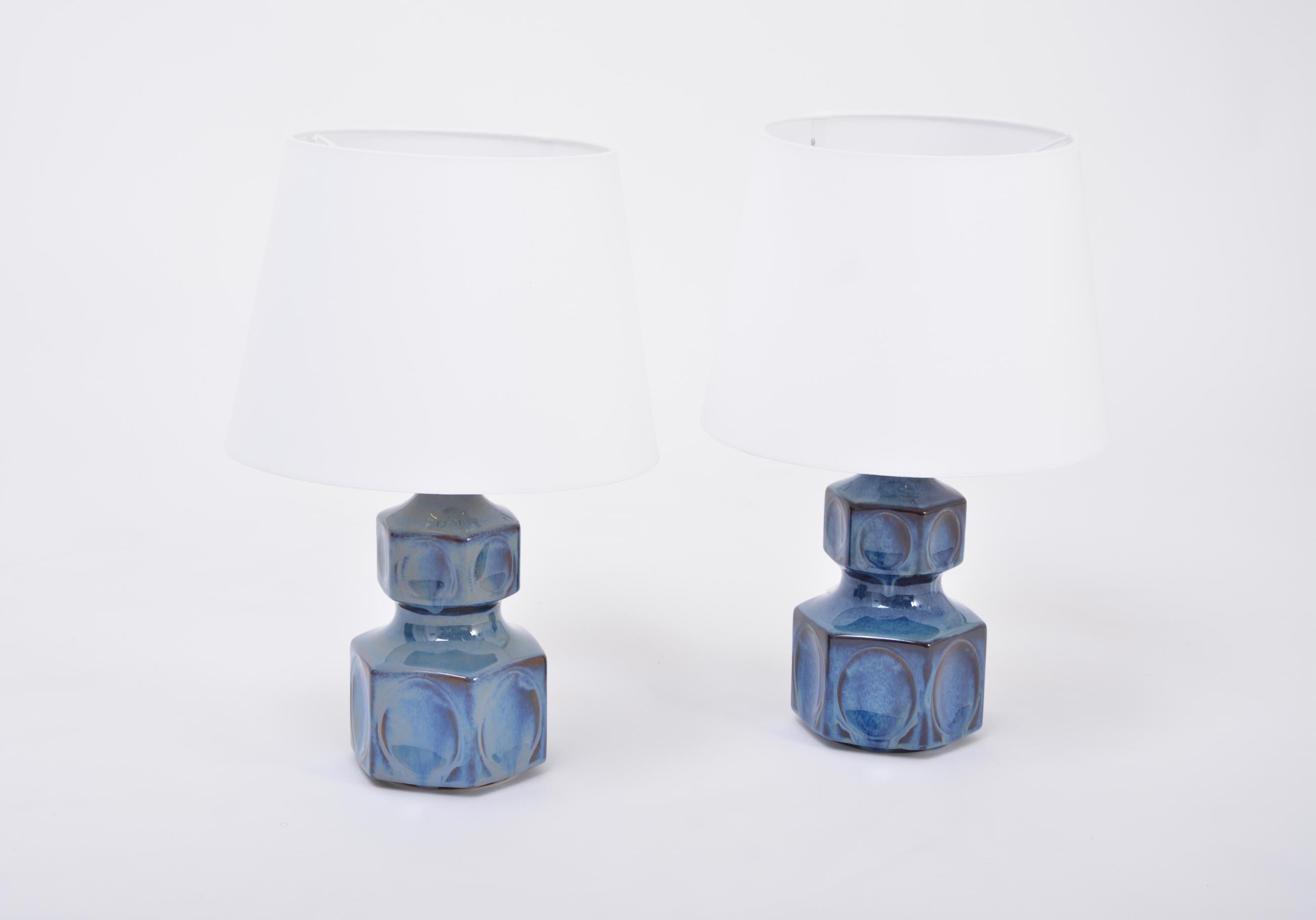 Mid-Century Modern Pair of Blue Danish Midcentury Table Lamps by Einar Johansen for Soholm