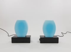Pair of Blue Dorane Table Lamps by Ettore Sottsass for Stilnovo, 1970s