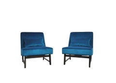 Coppia di sedie a sdraio blu Edward Wormley per Dunbar