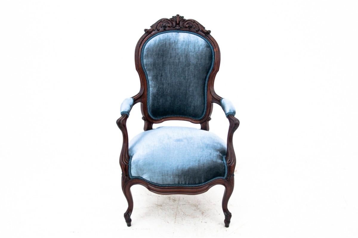Pair of Blue Elegant Armchairs, France, Around 1900 For Sale 3