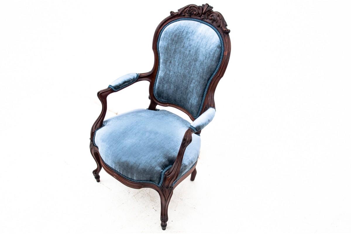 Early 20th Century Pair of Blue Elegant Armchairs, France, Around 1900 For Sale