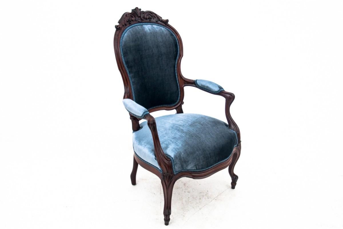 Pair of Blue Elegant Armchairs, France, Around 1900 For Sale 1