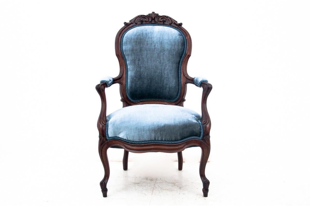 Pair of Blue Elegant Armchairs, France, Around 1900 For Sale 2