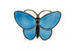 Pair of Blue Enamel Sterling Butterflies from Norway