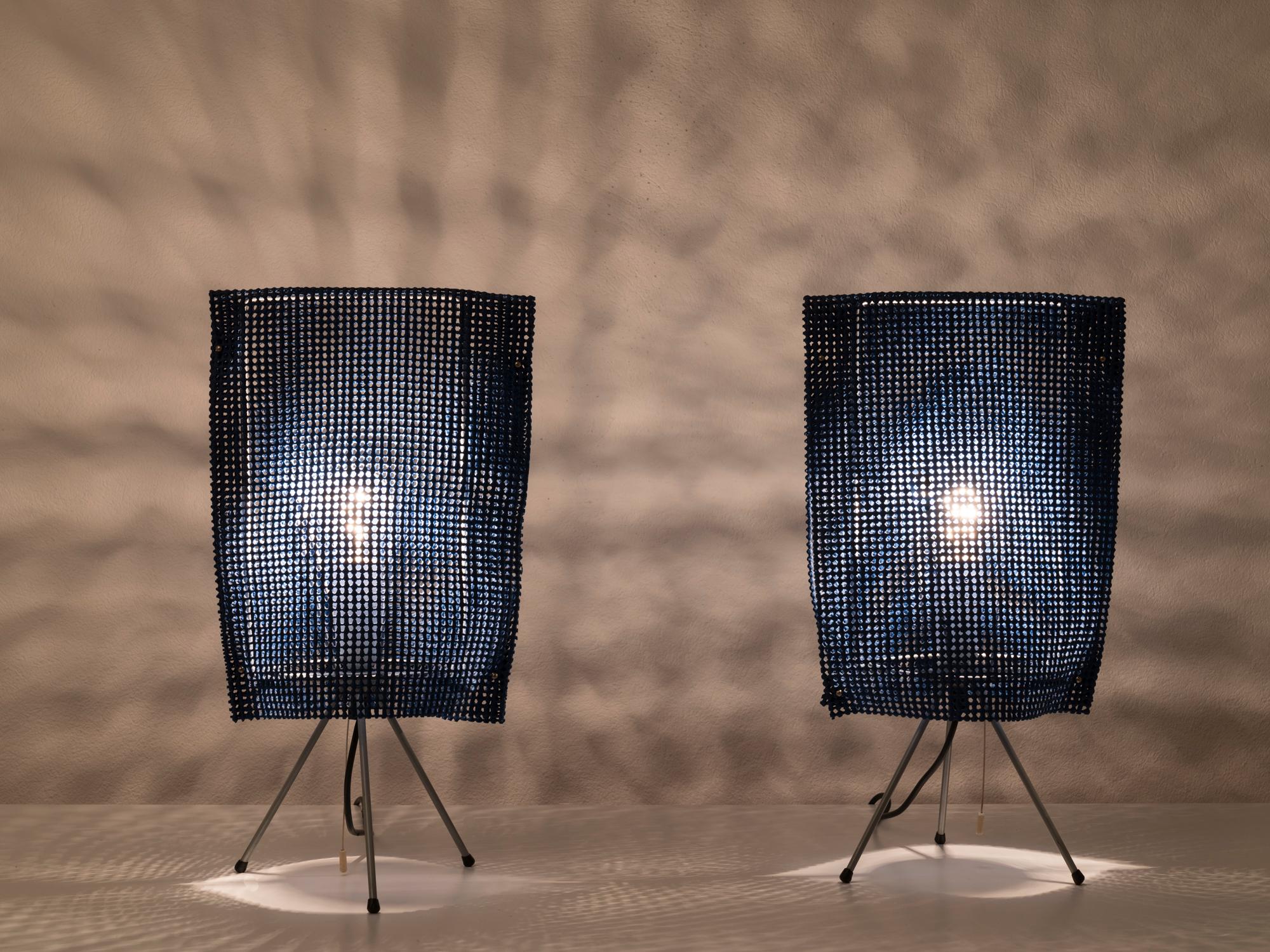 Post-Modern Pair of Blue “Estela” Table Lamps by Campana Brothers for O-Luce 1997