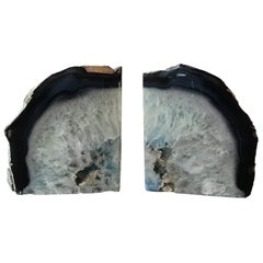 Pair of Blue Geode Bookends