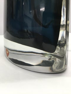 Pair of Blue Glass Lamps by Orrefors for Carl Fagerlund