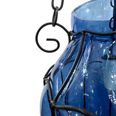 Coppia di lanterne di vetro blu, vendute singolarmente