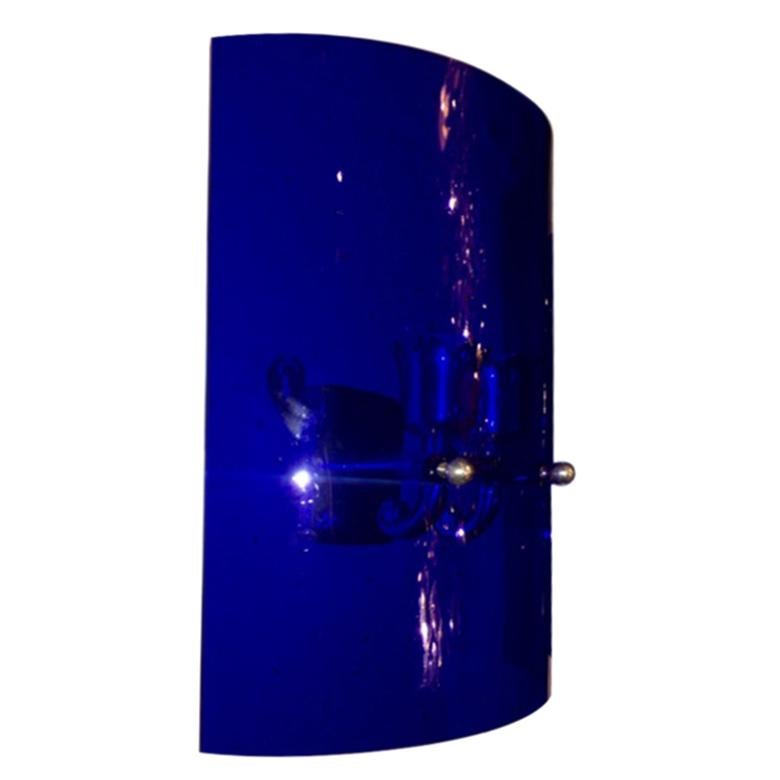 italien Paire d'appliques modernes en verre bleu en vente