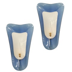 Pair of Blue Glass Sconces by Cristal Arte, Italy, 1960s