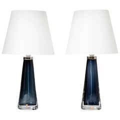 Pair of Blue Glass Table Lamps by Carl Fagerlund