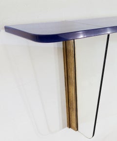 Pair of Blue Glass Wall Consoles, 20th Century