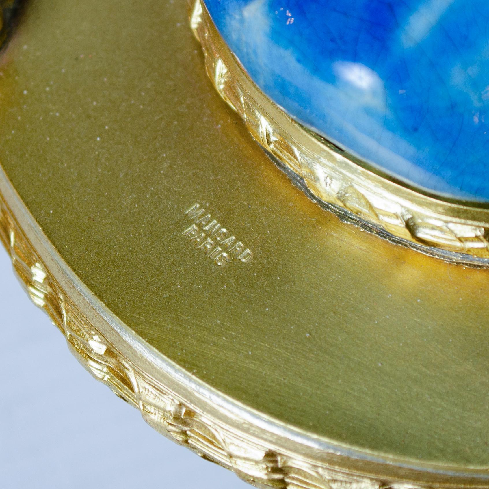 Paire de lampes à glaçure bleue fabriquées par Theodore Deck en vente 2