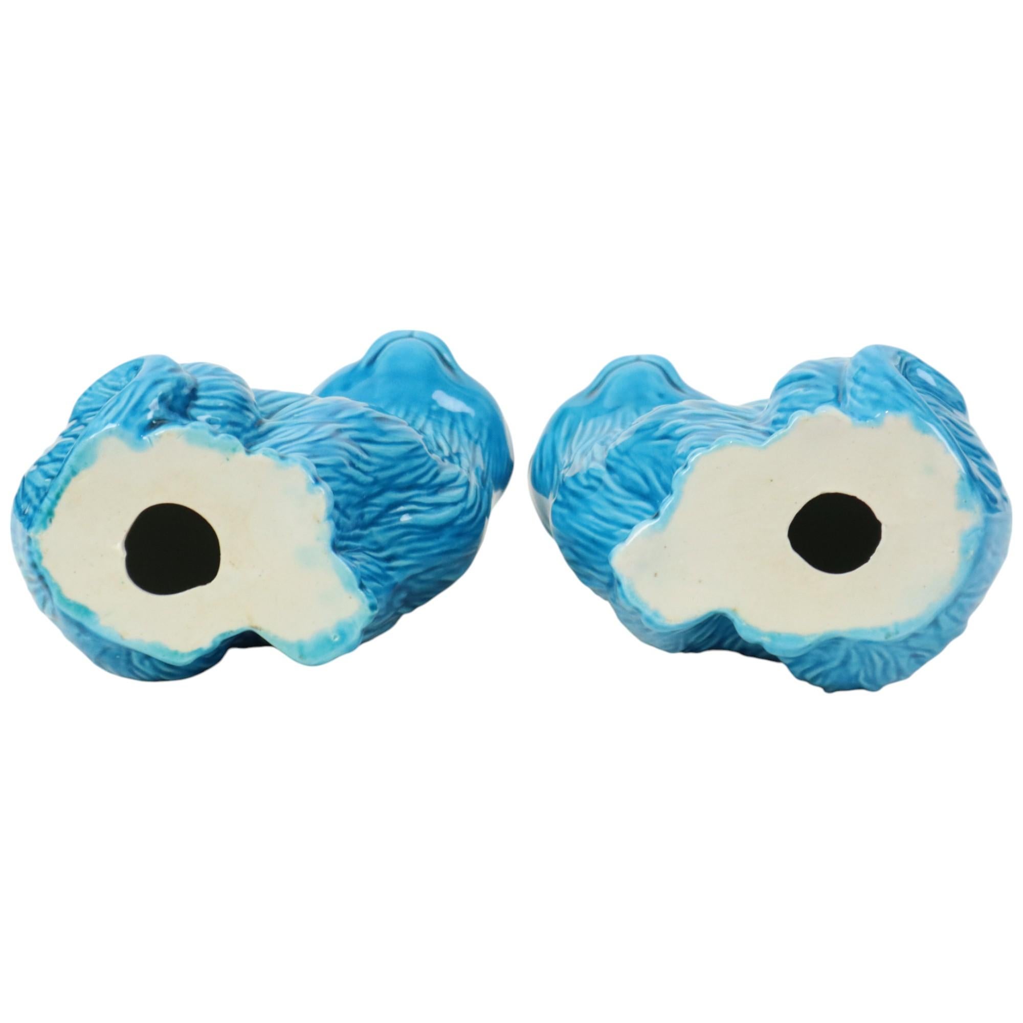 Pair of Blue Glazed Cats Statues Chinese Ceramics For Sale 6