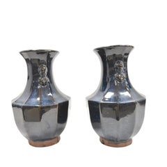 Pair of Blue Glazed Chinese Vases