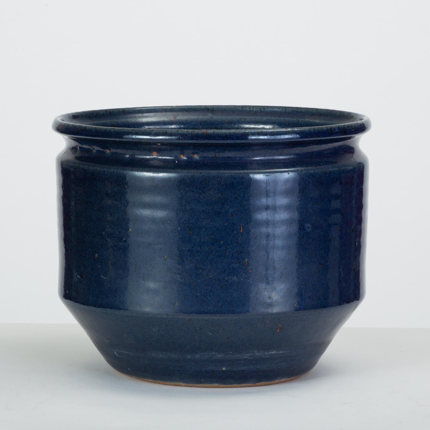 American Pair of Blue-Glazed Earthgender Bowl Planters, David Cressey and Robert Maxwell
