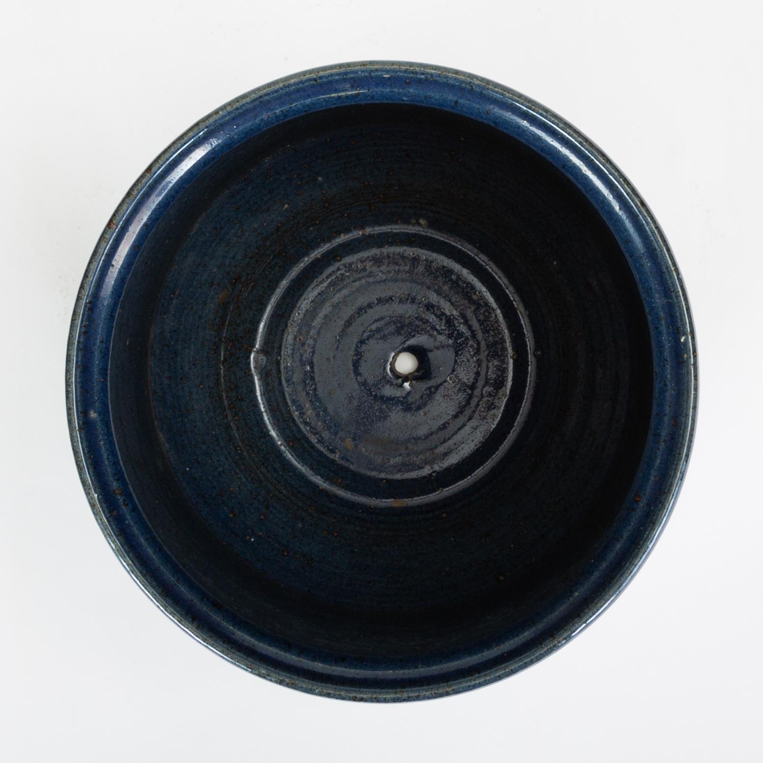 Stoneware Pair of Blue-Glazed Earthgender Bowl Planters, David Cressey and Robert Maxwell