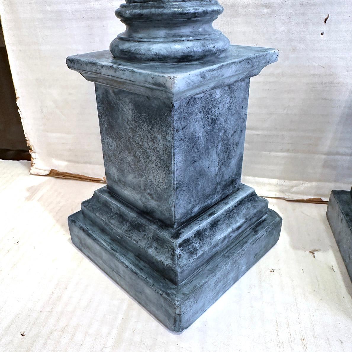 Pair of Blue Gray Alabaster Lamps In Good Condition For Sale In New York, NY