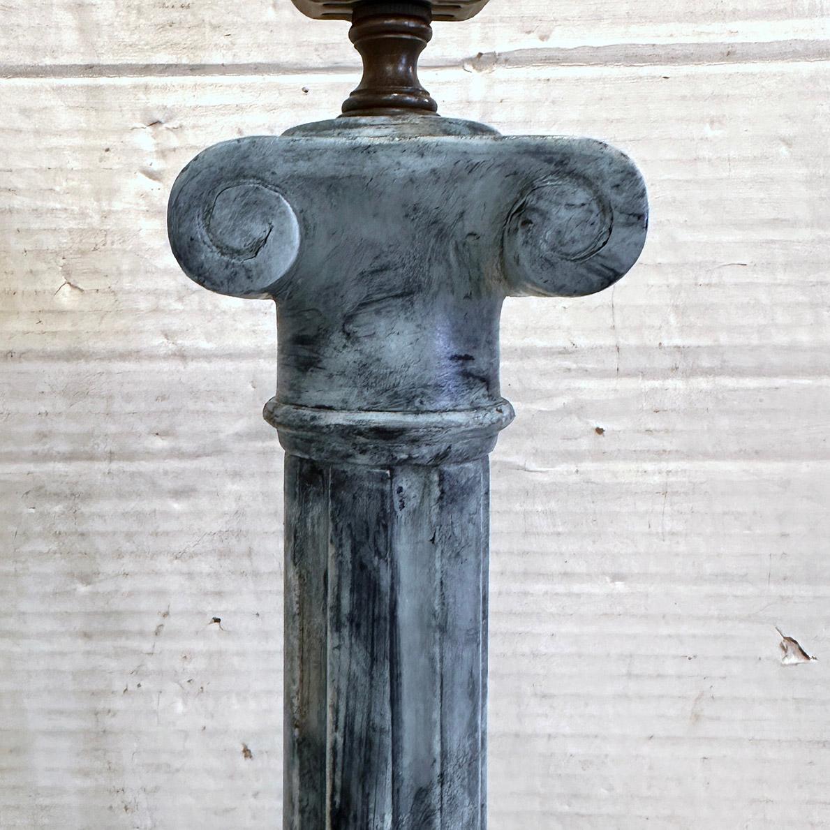Mid-20th Century Pair of Blue Gray Alabaster Lamps For Sale