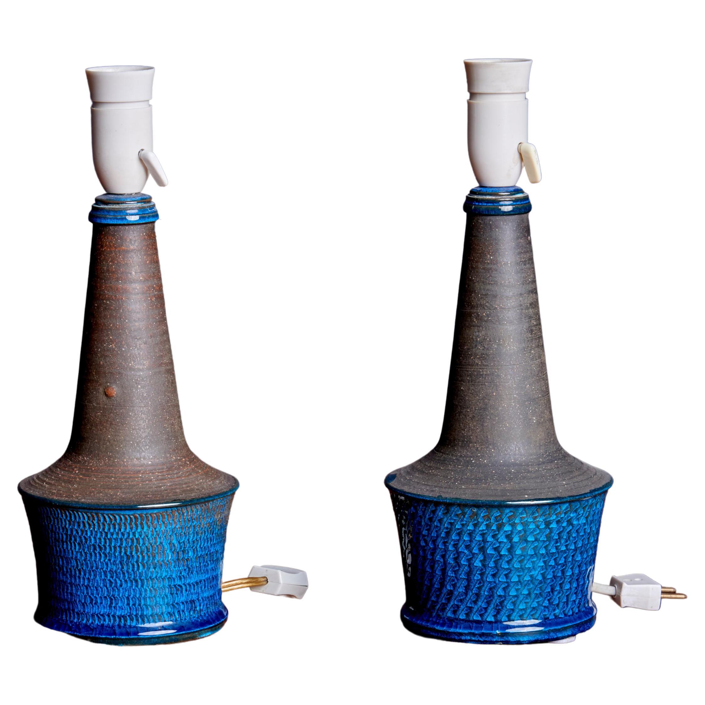 Pair of  Blue / Gray Table Lamps by Nils Kähler, Denmark, 1960s