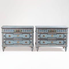 Pair of Blue Gustavian Chests of Drawers, Gustavian Style, Sweden