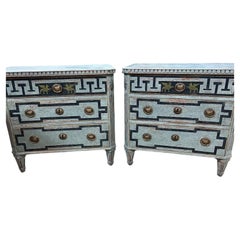 Pair of Blue Gustavian Chests of Drawers, Gustavian Style, Sweden