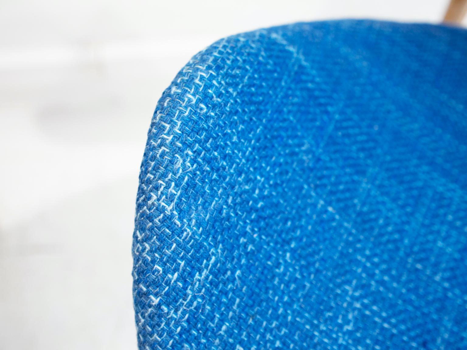 Fabric Pair of Blue Hans Olsen Model 134 Oak Chairs For Sale