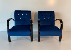 Coppia di poltrone art déco italiane blu, anni '30