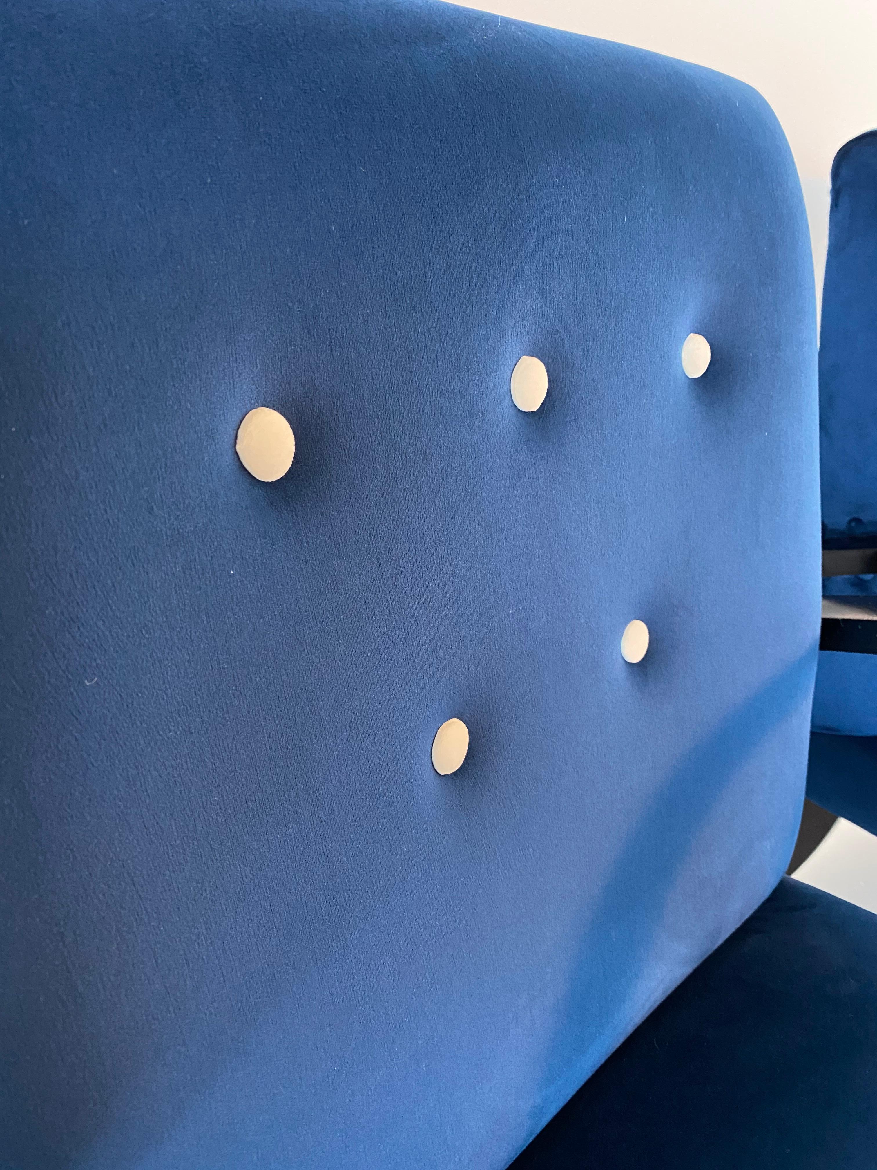 Blaue italienische Art-Déco-Sessel, 1930er Jahre, Paar (Stoff) im Angebot