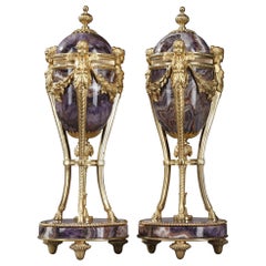 Pair of Blue John Closed Urns