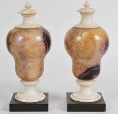 Pair of Blue John Fluorspar Decorative Urns