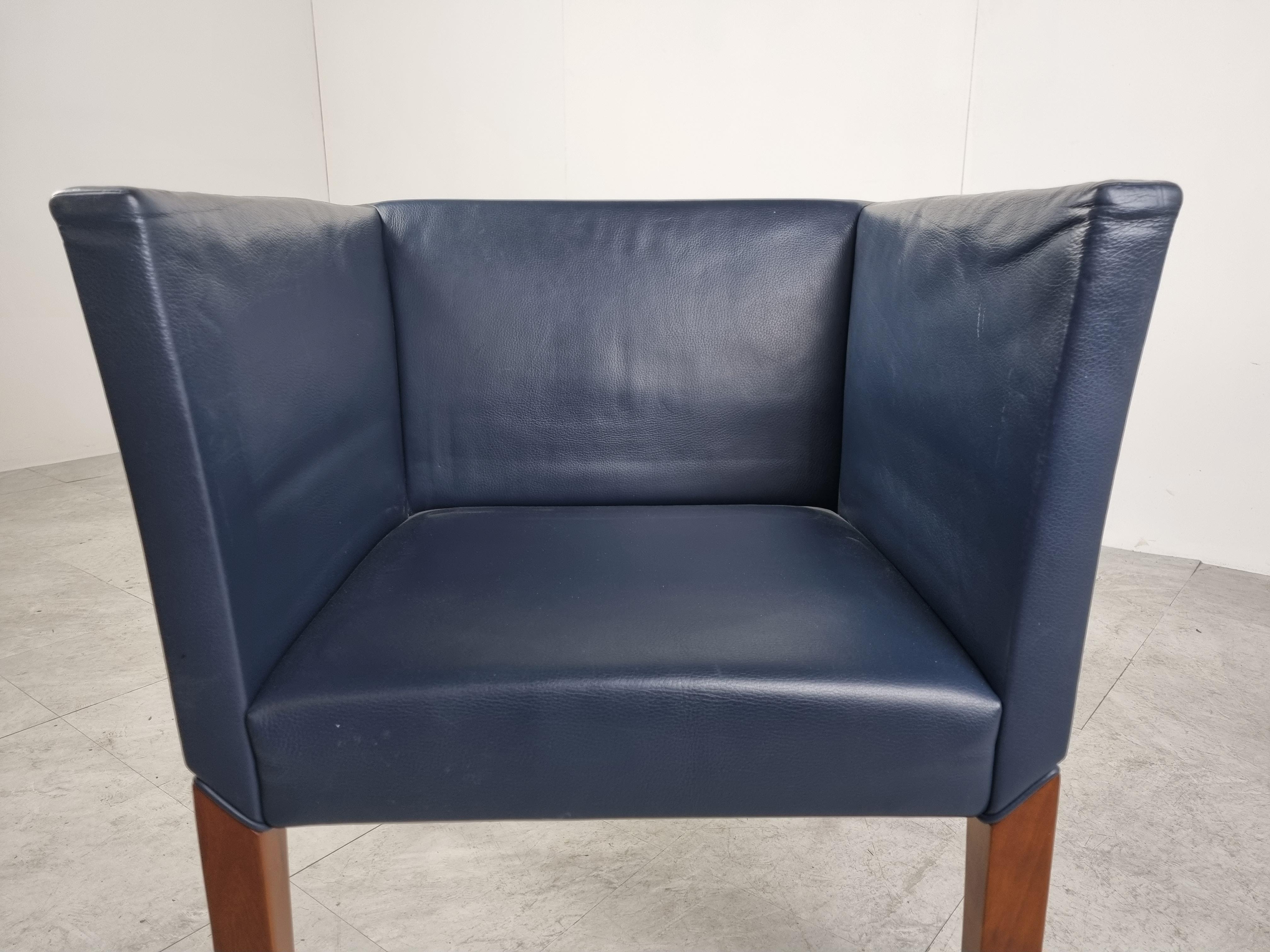 Pair of Blue Leather Armchairs by Durlet, 1990s 5