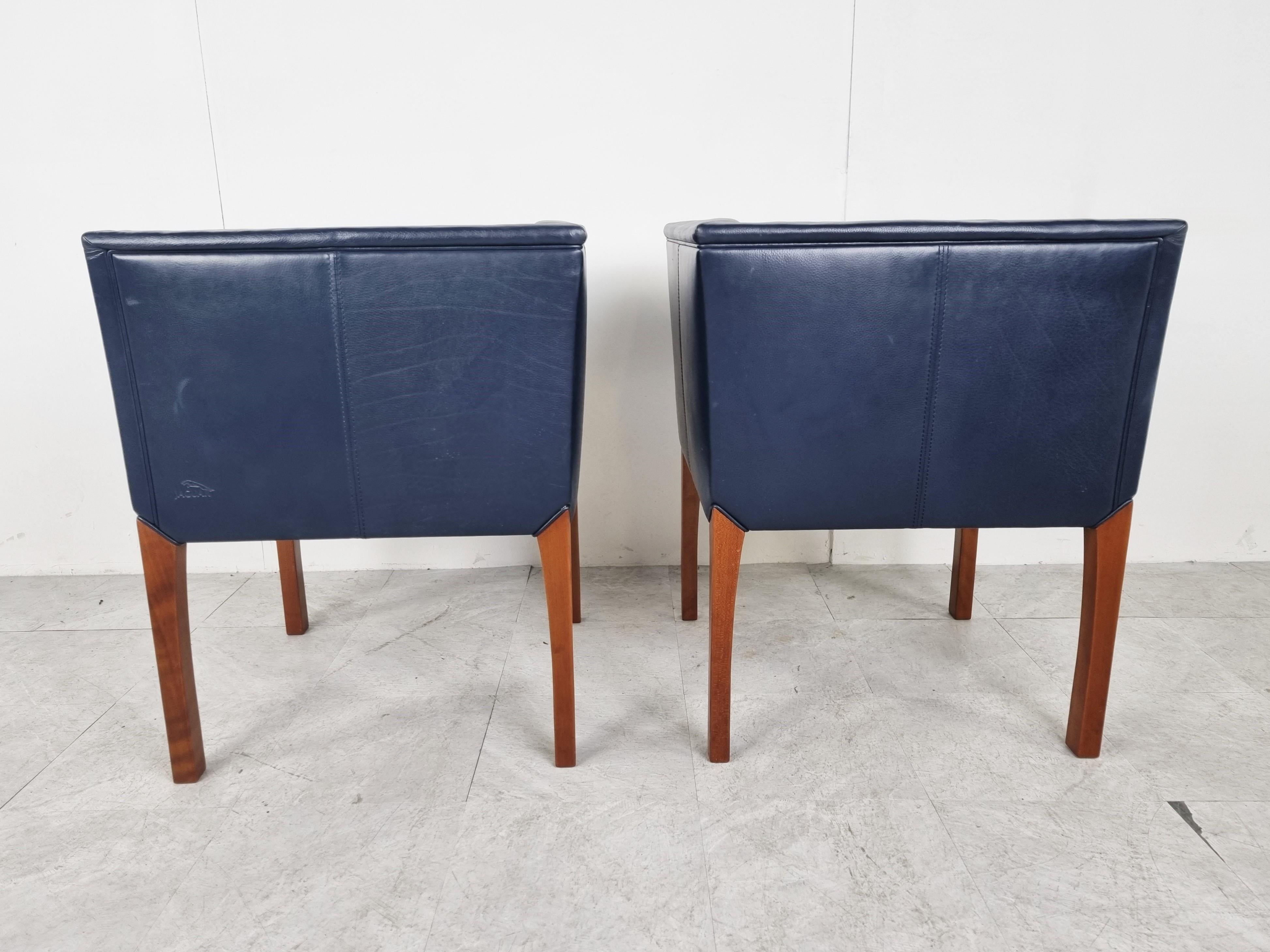 Pair of Blue Leather Armchairs by Durlet, 1990s 2