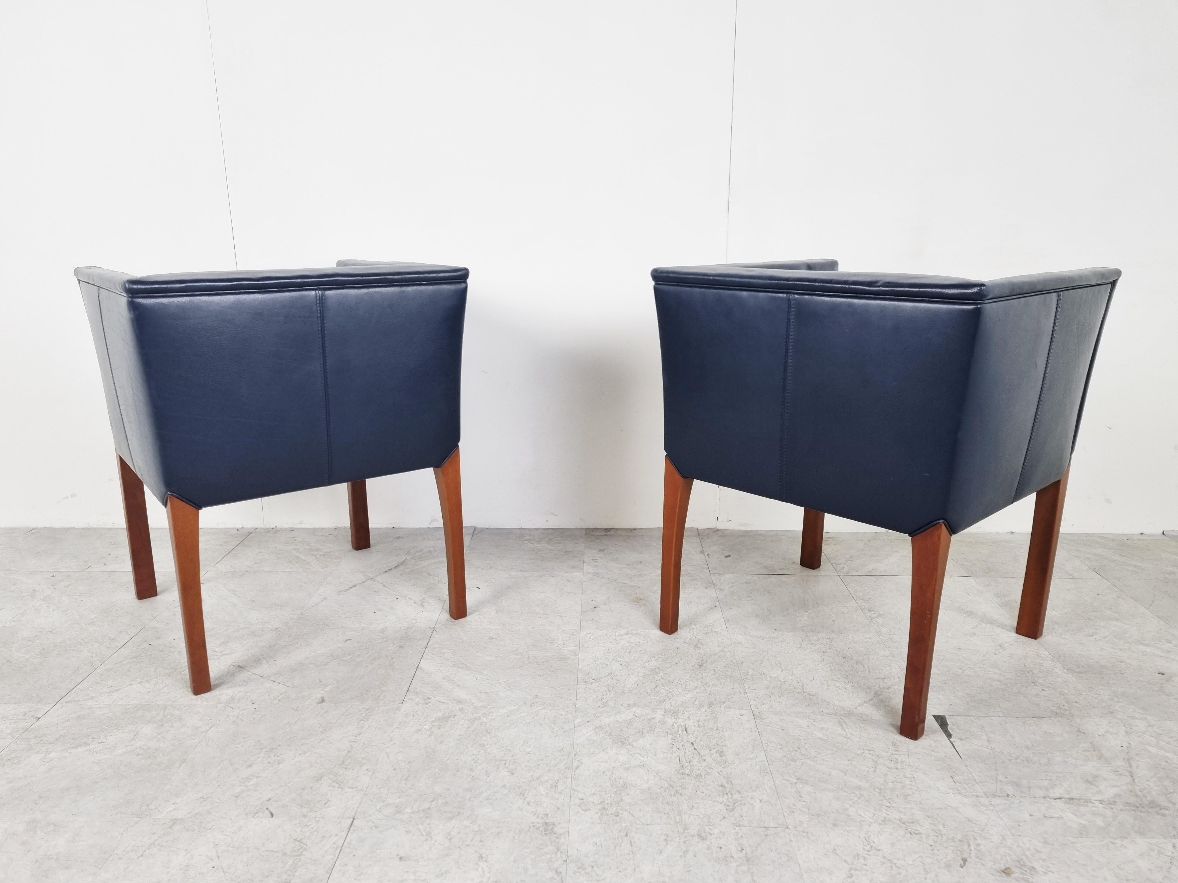 Pair of Blue Leather Armchairs by Durlet, 1990s 3