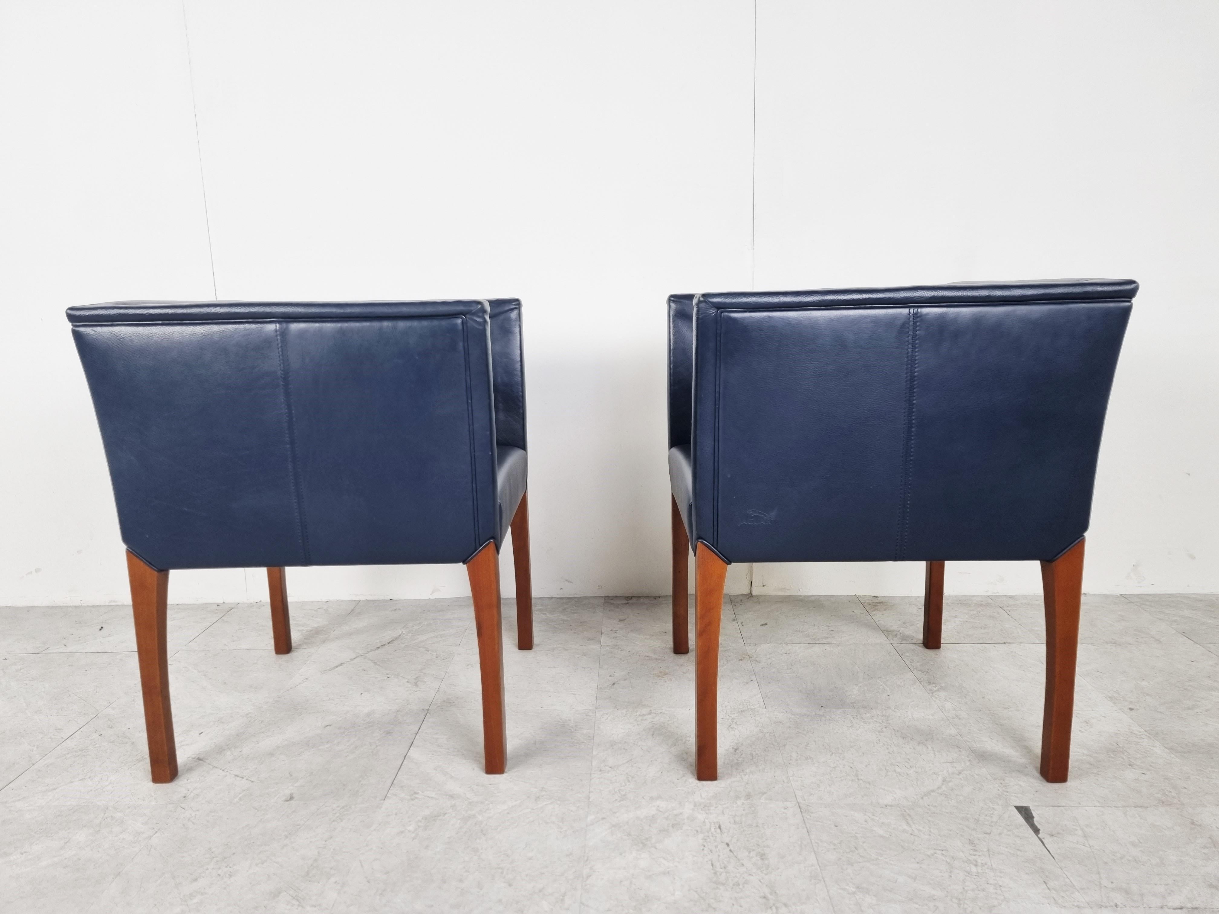 Pair of Blue Leather Armchairs by Durlet, 1990s 4